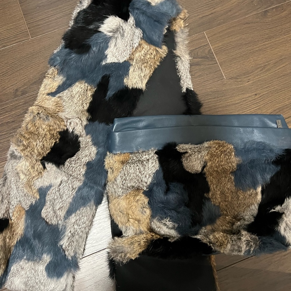 BCBG Runway fur purse and matching scarf